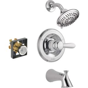 imageDelta Faucet Lahara 14 Series SingleHandle Tub and Shower Trim Kit Shower Faucet with 5Spray TouchClean Shower Head Stainless T14438SS Valve Not Included Without RoughChrome