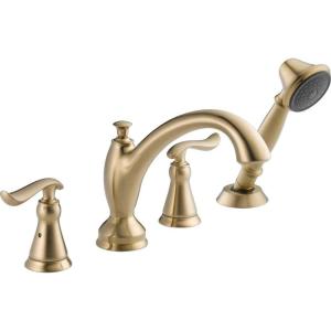 imageDelta Faucet Linden Roman Tub Faucet with Hand Shower  T4794CZ  Bathroom Tub Faucet Handles ampamp Hand Shower  Classic Bathroom Accessories  Champagne Bronze Valve Sold SeparatelyChampagne Bronze