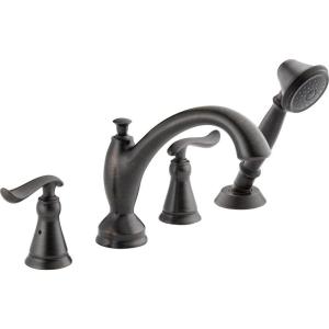 imageDelta Faucet Linden Roman Tub Faucet with Hand Shower  T4794CZ  Bathroom Tub Faucet Handles ampamp Hand Shower  Classic Bathroom Accessories  Champagne Bronze Valve Sold SeparatelyVenetian Bronze