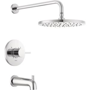 imageDelta Faucet Modern Raincan Round SingleFunction Tub and Shower Trim Kit Gold Tub Faucet Set Rainfall Shower Head Gold Delta Shower Kit Champagne Bronze T14469CZPP Valve Not IncludedChrome