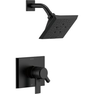 imageDelta Faucet Pivotal 17 Series DualFunction Shower Faucet Shower Trim Kit 5Spray H2Okinetic Shower Head Matte Black T17299BL Valve Not Included Without RoughMatte Black