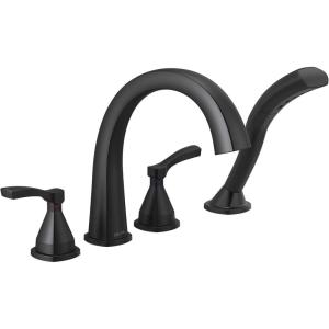imageDelta Faucet Stryke Roman Tub Faucet  T4777  Bathtub Handles Faucet ampamp Diverter  Modern Bathroom Fixtures  Chrome Lever Handles Valve Sold SeparatelyMatte Black