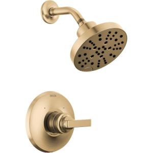 imageDelta Faucet Tetra 14 Series Gold Shower Faucet Set with H2Okinetic Shower Head Shower Trim Kit Gold Shower Faucet Lumicoat Champagne Bronze T14289CZPR Valve Not IncludedChampagne Bronze