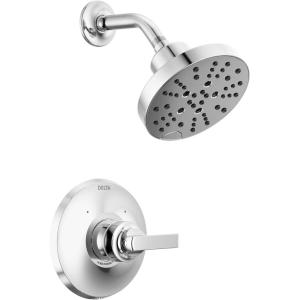 imageDelta Faucet Tetra 14 Series Gold Shower Faucet Set with H2Okinetic Shower Head Shower Trim Kit Gold Shower Faucet Lumicoat Champagne Bronze T14289CZPR Valve Not IncludedChrome
