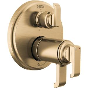 imageDelta Faucet Tetra 17T Series Matte Black 6Setting Integrated Diverter Valve Trim Kit Black Diverter Valve Trim Kit Shower Trim Kit Matte Black T27T989BL Valve Not IncludedLumicoat Champagne Bronze