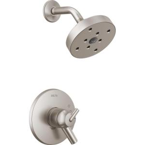 imageDelta Faucet Trinsic 17 Series DualFunction Tub and Shower Trim Kit Shower Faucet SingleSpray H2Okinetic Shower Head Matte Black T17459BL Valve Not IncludedStainless