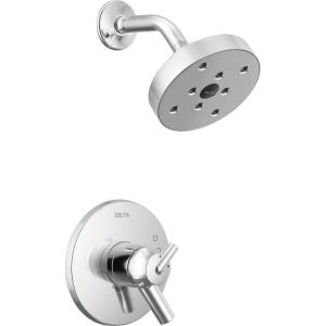 imageDelta Faucet Trinsic 17 Series DualFunction Tub and Shower Trim Kit Shower Faucet SingleSpray H2Okinetic Shower Head Matte Black T17459BL Valve Not IncludedChrome