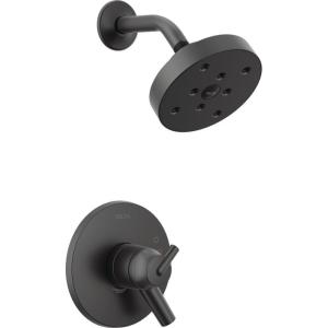 imageDelta Faucet Trinsic 17 Series DualFunction Tub and Shower Trim Kit Shower Faucet SingleSpray H2Okinetic Shower Head Matte Black T17459BL Valve Not IncludedMatte Black