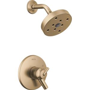 imageDelta Faucet Trinsic 17 Series DualFunction Tub and Shower Trim Kit Shower Faucet SingleSpray H2Okinetic Shower Head Matte Black T17459BL Valve Not IncludedChampagne Bronze