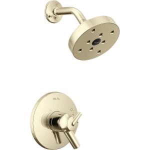 imageDelta Faucet Trinsic 17 Series DualFunction Tub and Shower Trim Kit Shower Faucet SingleSpray H2Okinetic Shower Head Matte Black T17459BL Valve Not IncludedPolished Nickel