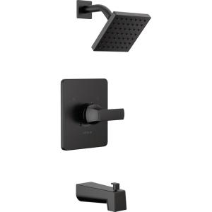 imageDelta Faucet Velum 14 Series SingleFunction Black Tub and Shower Faucet Set Valve Trim Kit Shower Handle Delta Shower Trim Kit Shower Set Matte Black T14437BL Valve Not Included