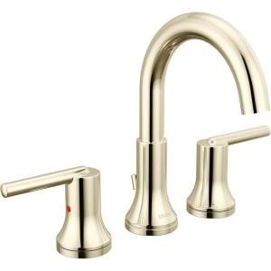 imageDelta Trinsic High Arc Widespread Bathroom Faucet Polished Nickel 3Hole Bathroom Sink Faucet Metal PushPop Drain Assembly Polished Nickel 3559PNMPUDST