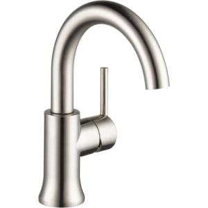 imageDelta Trinsic Swivel Spout High Arc 1Hole Bathroom Faucet Polished Nickel Single Hole Bathroom Sink Faucet PushPop Drain Assembly Polished Nickel 559HAPNDSTStainless