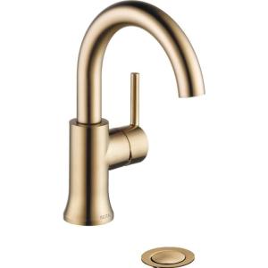 imageDelta Trinsic Swivel Spout High Arc 1Hole Bathroom Faucet Polished Nickel Single Hole Bathroom Sink Faucet PushPop Drain Assembly Polished Nickel 559HAPNDSTChampagne Bronze