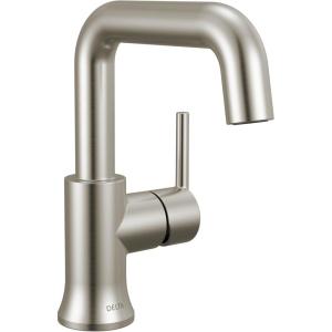 imageDelta Trinsic USpout 1Hole Bathroom Faucet Brushed Nickel Single Hole Bathroom Sink Faucet Metal PushPop Drain Assembly Stainless 554HARSSDSTBrilliance Stainless