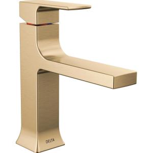 imageDelta Velum Matte Black Bathroom Faucet 1 Hole Single Hole Bathroom Sink Faucet for Vanity Metal PushPop Drain Assembly Matte Black 537BLMPUDSTChampagne Bronze