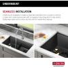 imageDELTA FAUCET Delta Rivet 33 Inch Black Stainless Steel Undermount 16 Gauge Workstation Kitchen Sink Double Bowl in PVD Gunmetal Finish with WorkFlow Ledge and Accessories 95B903133DGS