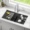 imageDELTA FAUCET Delta Rivet 33 Inch Black Stainless Steel Undermount 16 Gauge Workstation Kitchen Sink Double Bowl in PVD Gunmetal Finish with WorkFlow Ledge and Accessories 95B903133DGS