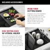 imageDELTA FAUCET Delta Rivet 33 Inch Black Stainless Steel Undermount 16 Gauge Workstation Kitchen Sink Double Bowl in PVD Gunmetal Finish with WorkFlow Ledge and Accessories 95B903133DGS