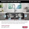 imageDELTA FAUCET Delta Rivet 33 Inch Black Stainless Steel Undermount 16 Gauge Workstation Kitchen Sink Double Bowl in PVD Gunmetal Finish with WorkFlow Ledge and Accessories 95B903133DGS