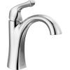 imageDelta Arvo Matte Black Bathroom Faucet 1 Hole Single Hole Bathroom Sink Faucet for Vanity PushPop Drain Assembly Matte Black 15840LFBLChrome