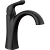 imageDelta Arvo Matte Black Bathroom Faucet 1 Hole Single Hole Bathroom Sink Faucet for Vanity PushPop Drain Assembly Matte Black 15840LFBLMatte Black