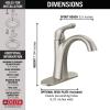 imageDelta Arvo Matte Black Bathroom Faucet 1 Hole Single Hole Bathroom Sink Faucet for Vanity PushPop Drain Assembly Matte Black 15840LFBLSpotShield Brushed Nickel