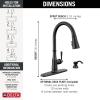 imageDelta Capertee Matte Black Kitchen Faucet with Pull Down Sprayer and Soap Dispenser Modern Single Hole Kitchen Sink Faucet Single Handle Matte Black 19877ZBLSDDSTMatte Black