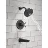imageDelta Faucet Galeon 14 Series Matte Black Tub Shower Faucet Set with H2Okinetic Shower Head Shower Trim Kit Matte Black Shower Faucet Bathtub Faucet Set Matte Black T14472BL Valve Not IncludedMatte Black