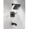 imageDelta Faucet Geist 14 Series Tub and Shower Trim Kit Black Shower Faucet with SingleSpray Matte Black Shower Head Shower Faucet Set Complete Matte Black 144864BL Valve IncludedMatte Black