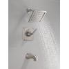 imageDelta Faucet Geist 14 Series Tub and Shower Trim Kit Black Shower Faucet with SingleSpray Matte Black Shower Head Shower Faucet Set Complete Matte Black 144864BL Valve IncludedSpotShield
