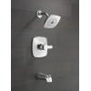 imageDelta Faucet Modern 14 Series Matte Black Shower Faucet Tub and Shower Trim Kit with SingleSpray TouchClean Black Shower Head Matte Black T144339BLPP Valve Not IncludedChrome
