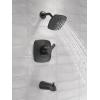 imageDelta Faucet Modern 14 Series Matte Black Shower Faucet Tub and Shower Trim Kit with SingleSpray TouchClean Black Shower Head Matte Black T144339BLPP Valve Not IncludedMatte Black
