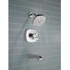imageDelta Faucet Stryke 14 Series SingleFunction Tub and Shower Trim Kit Shower Faucet SingleSpray H2Okinetic Shower Head Matte Black T14476BL Valve Not IncludedChrome