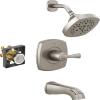imageDelta Faucet Stryke 14 Series SingleFunction Tub and Shower Trim Kit Shower Faucet SingleSpray H2Okinetic Shower Head Matte Black T14476BL Valve Not IncludedStainless