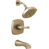 imageDelta Faucet Stryke 14 Series SingleFunction Tub and Shower Trim Kit Shower Faucet SingleSpray H2Okinetic Shower Head Matte Black T14476BL Valve Not IncludedChampagne Bronze