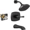 imageDelta Faucet Stryke 14 Series SingleFunction Tub and Shower Trim Kit Shower Faucet SingleSpray H2Okinetic Shower Head Matte Black T14476BL Valve Not IncludedMatte Black