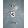 imageDelta Faucet Stryke 14 Series SingleFunction Tub and Shower Trim Kit Shower Faucet SingleSpray H2Okinetic Shower Head Matte Black T14476BL Valve Not IncludedChrome