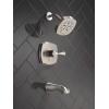 imageDelta Faucet Stryke 14 Series SingleFunction Tub and Shower Trim Kit Shower Faucet SingleSpray H2Okinetic Shower Head Matte Black T14476BL Valve Not IncludedStainless