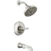 imageDelta Faucet Tetra 17 Series DualFunction Gold Tub and Shower Faucet Set with In2ition 2in1 Shower Head with Handheld Spray Lumicoat Champagne Bronze T17489CZPR Valve Not IncludedBrushed Nickel