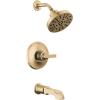 imageDelta Faucet Tetra 17 Series DualFunction Gold Tub and Shower Faucet Set with In2ition 2in1 Shower Head with Handheld Spray Lumicoat Champagne Bronze T17489CZPR Valve Not IncludedChampagne Bronze
