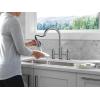 imageDelta Renaldi Matte Black Kitchen Faucet with Pull Down Sprayer Bridge 3 Hole Modern Kitchen Sink Faucet TwoHandle Matte Black 2384LBLDSTArtic Stainless