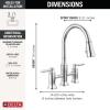 imageDelta Renaldi Matte Black Kitchen Faucet with Pull Down Sprayer Bridge 3 Hole Modern Kitchen Sink Faucet TwoHandle Matte Black 2384LBLDSTChrome