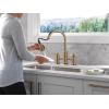 imageDelta Renaldi Matte Black Kitchen Faucet with Pull Down Sprayer Bridge 3 Hole Modern Kitchen Sink Faucet TwoHandle Matte Black 2384LBLDSTLumicoat Champagne Bronze