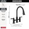 imageDelta Renaldi Matte Black Kitchen Faucet with Pull Down Sprayer Bridge 3 Hole Modern Kitchen Sink Faucet TwoHandle Matte Black 2384LBLDSTMatte Black