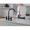 imageDelta Renaldi Matte Black Kitchen Faucet with Pull Down Sprayer Bridge 3 Hole Modern Kitchen Sink Faucet TwoHandle Matte Black 2384LBLDSTMatte Black