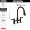 imageDelta Renaldi Matte Black Kitchen Faucet with Pull Down Sprayer Bridge 3 Hole Modern Kitchen Sink Faucet TwoHandle Matte Black 2384LBLDSTVenetian Bronze