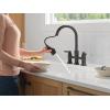 imageDelta Renaldi Matte Black Kitchen Faucet with Pull Down Sprayer Bridge 3 Hole Modern Kitchen Sink Faucet TwoHandle Matte Black 2384LBLDSTVenetian Bronze