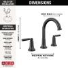 imageDelta Saylor Brushed Gold Bathroom Faucet 3 Hole 8 Inch Widespread Bathroom Sink Faucet for Vanity Metal PushPop Drain Assembly Champagne Bronze 3535CZMPUDSTMatte Black