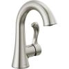 imageDelta Esato Matte Black Bathroom Faucet 1 Hole Single Hole Bathroom Sink Faucet for Vanity PushPop Drain Assembly Matte Black 15897LFBLSpotshield Brushed Nickel